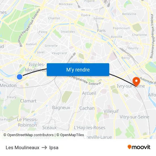 Les Moulineaux to Ipsa map