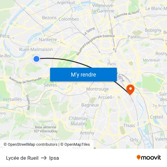 Lycée de Rueil to Ipsa map