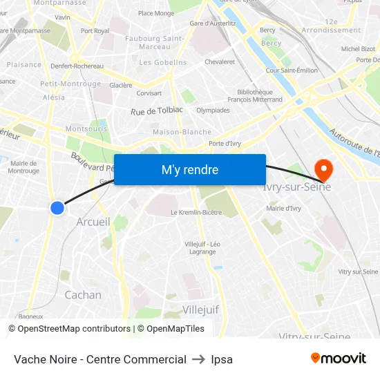 Vache Noire - Centre Commercial to Ipsa map
