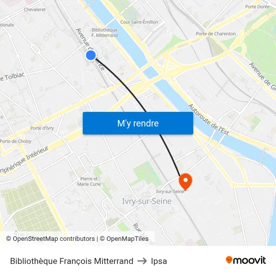 Bibliothèque François Mitterrand to Ipsa map