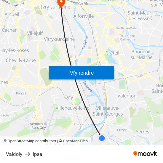 Valdoly to Ipsa map