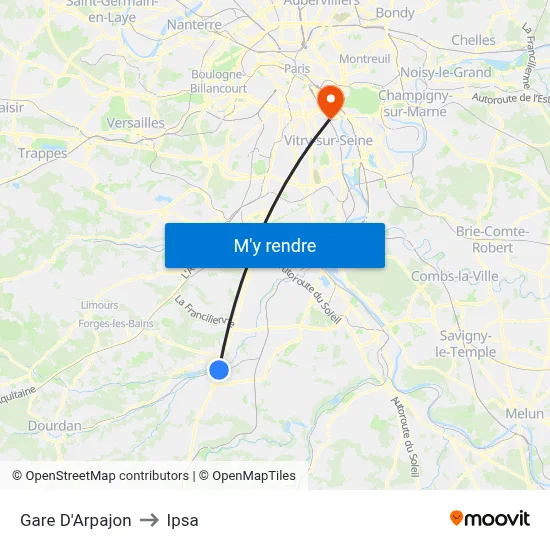 Gare D'Arpajon to Ipsa map