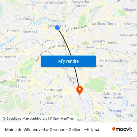 Mairie de Villeneuve-La-Garenne - Gallieni to Ipsa map