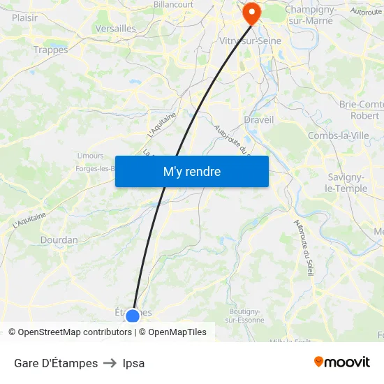 Gare D'Étampes to Ipsa map