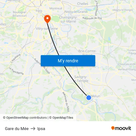 Gare du Mée to Ipsa map