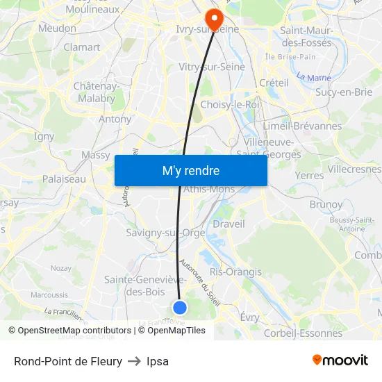Rond-Point de Fleury to Ipsa map