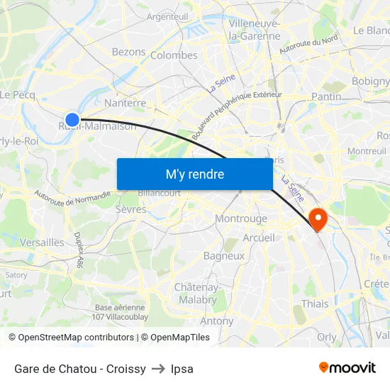 Gare de Chatou - Croissy to Ipsa map