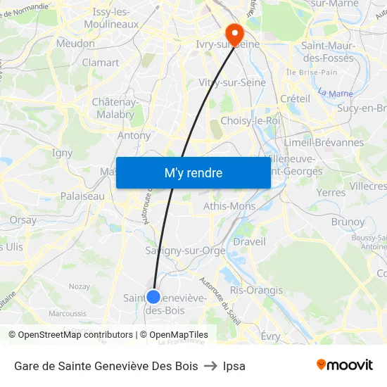 Gare de Sainte Geneviève Des Bois to Ipsa map