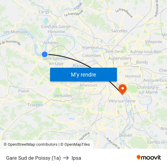 Gare Sud de Poissy (1a) to Ipsa map