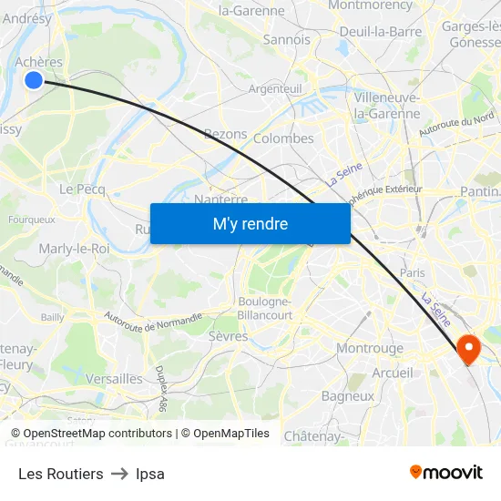 Les Routiers to Ipsa map