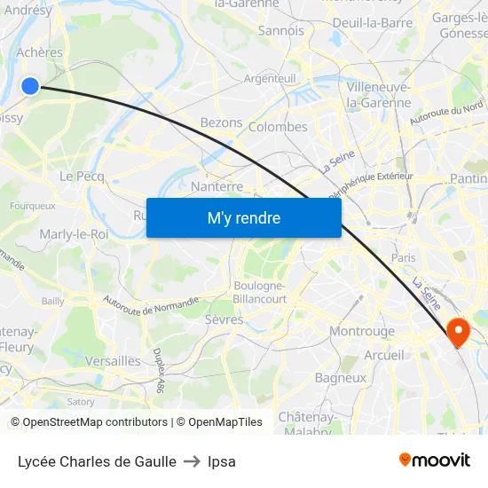 Lycée Charles de Gaulle to Ipsa map