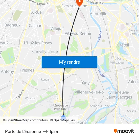 Porte de L'Essonne to Ipsa map