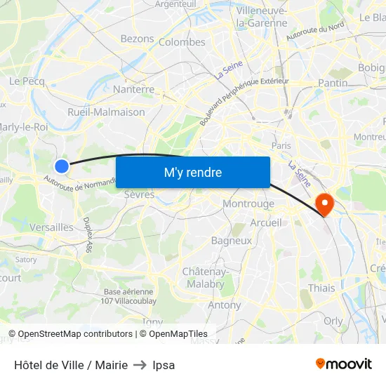 Hôtel de Ville / Mairie to Ipsa map