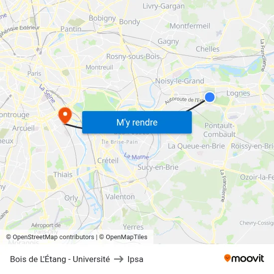 Bois de L'Étang - Université to Ipsa map