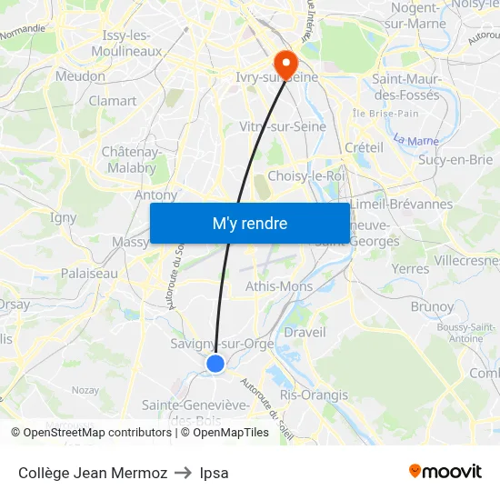 Collège Jean Mermoz to Ipsa map