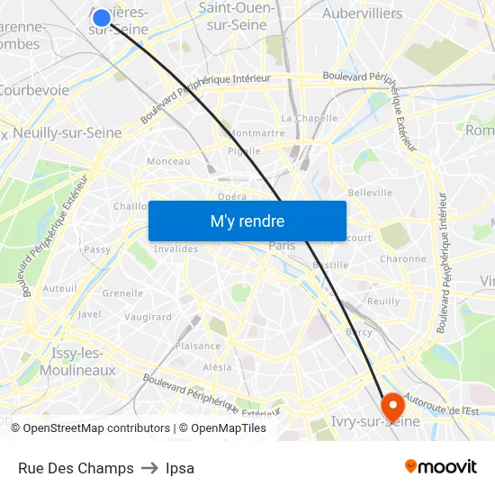 Rue Des Champs to Ipsa map