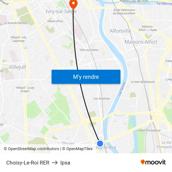 Choisy-Le-Roi RER to Ipsa map