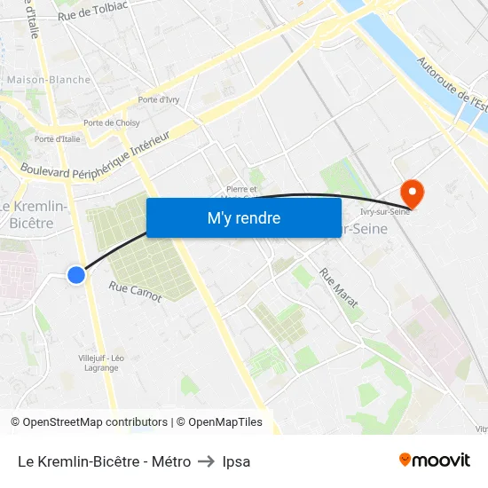 Le Kremlin-Bicêtre - Métro to Ipsa map