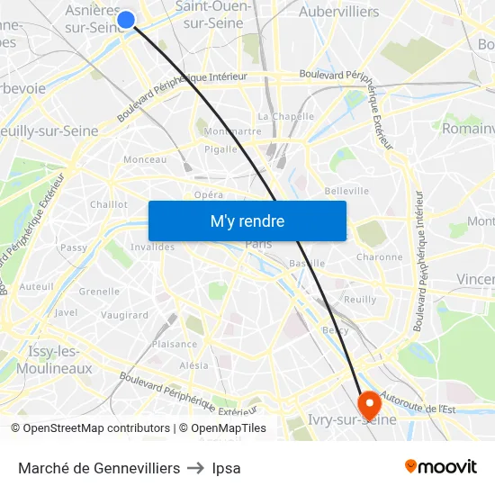 Marché de Gennevilliers to Ipsa map