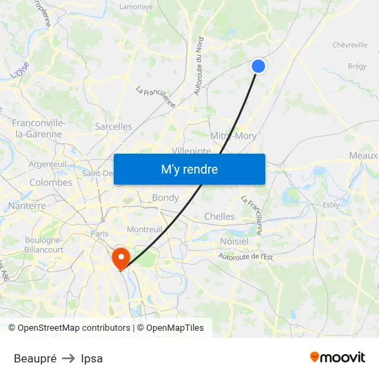 Beaupré to Ipsa map