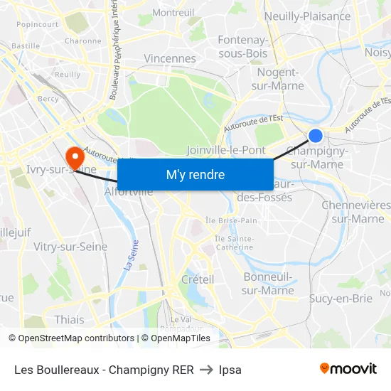 Les Boullereaux - Champigny RER to Ipsa map