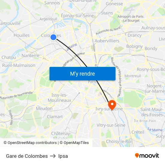 Gare de Colombes to Ipsa map