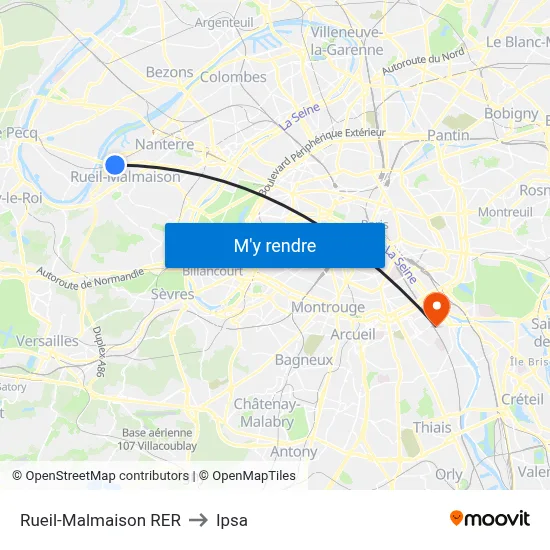 Rueil-Malmaison RER to Ipsa map