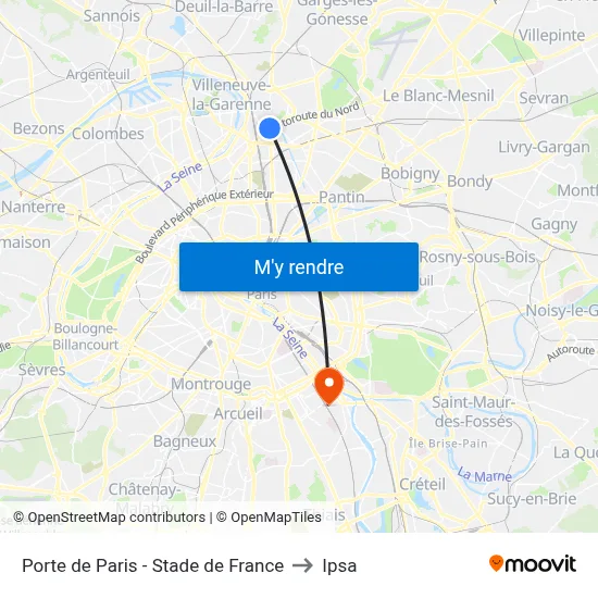 Porte de Paris - Stade de France to Ipsa map