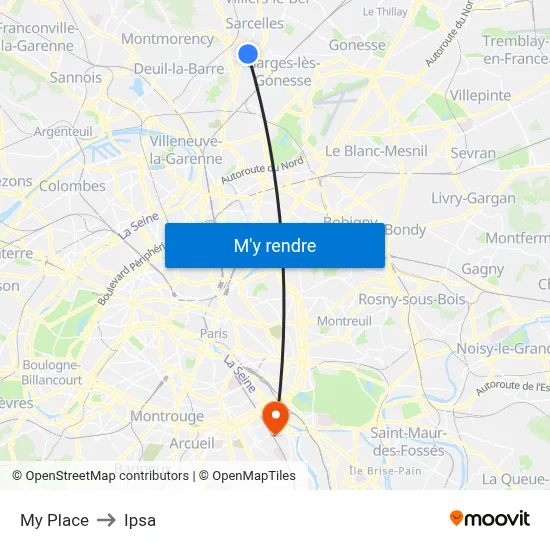 My Place to Ipsa map