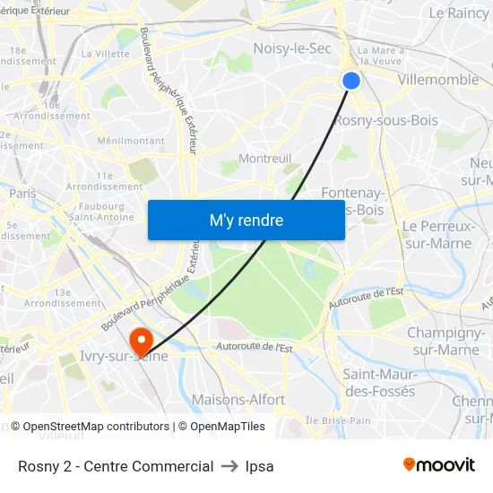 Rosny 2 - Centre Commercial to Ipsa map
