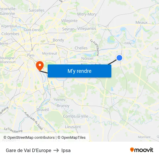 Gare de Val D'Europe to Ipsa map