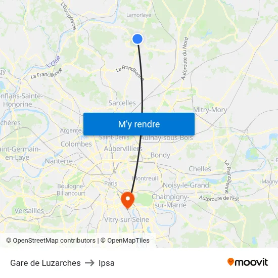 Gare de Luzarches to Ipsa map