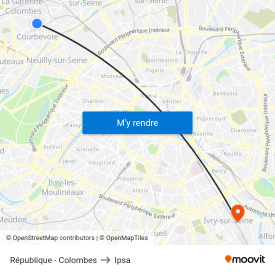 République - Colombes to Ipsa map