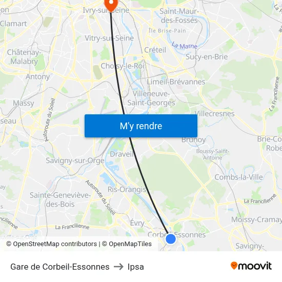 Gare de Corbeil-Essonnes to Ipsa map