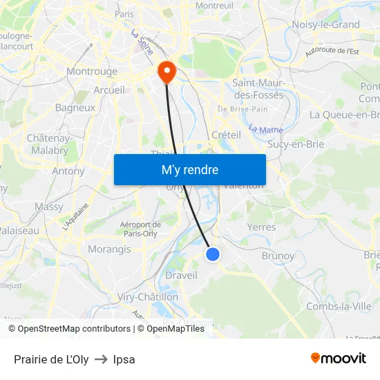 Prairie de L'Oly to Ipsa map