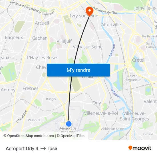 Aéroport Orly 4 to Ipsa map