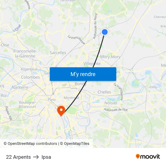 22 Arpents to Ipsa map