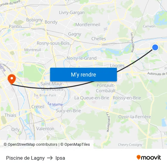 Piscine de Lagny to Ipsa map