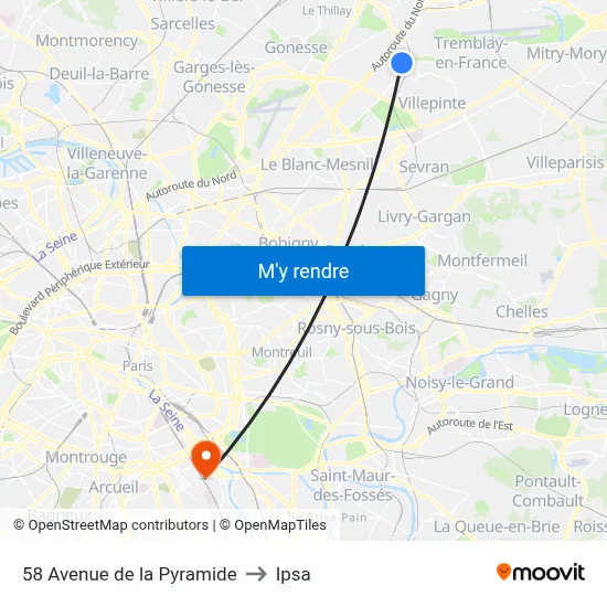 58 Avenue de la Pyramide to Ipsa map