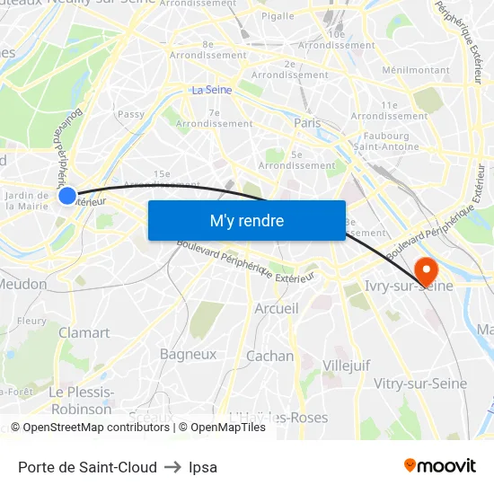 Porte de Saint-Cloud to Ipsa map