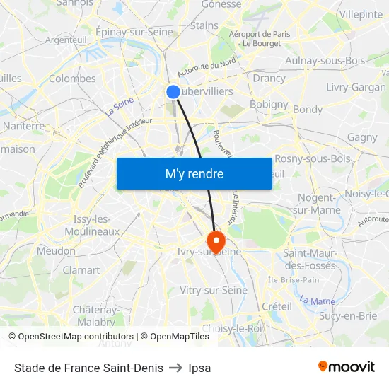 Stade de France Saint-Denis to Ipsa map