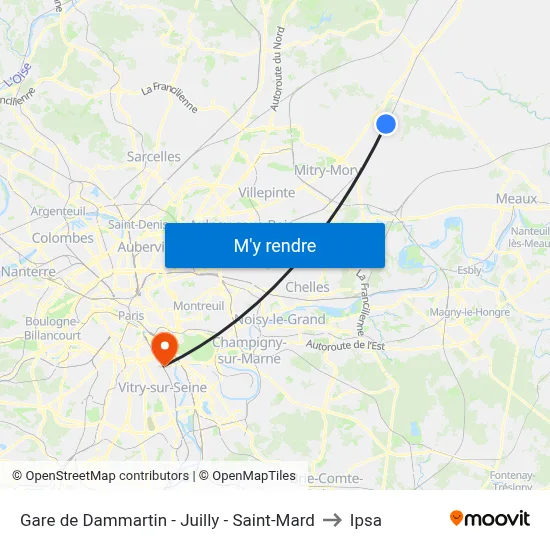 Gare de Dammartin - Juilly - Saint-Mard to Ipsa map