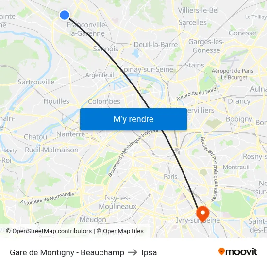 Gare de Montigny - Beauchamp to Ipsa map