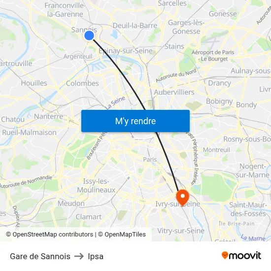 Gare de Sannois to Ipsa map