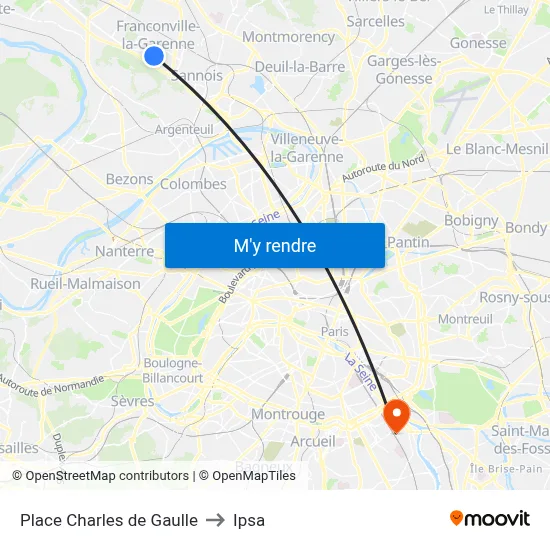 Place Charles de Gaulle to Ipsa map
