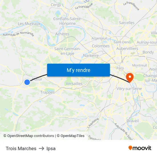 Trois Marches to Ipsa map