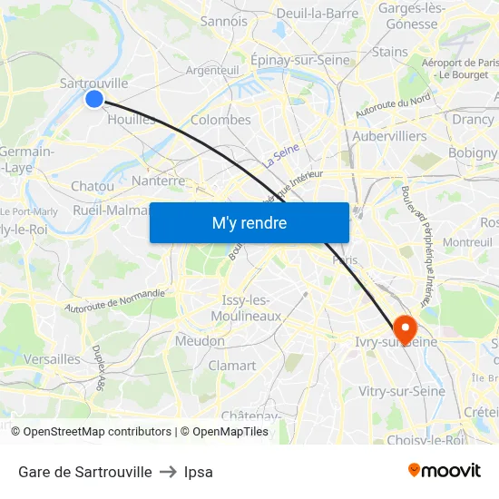 Gare de Sartrouville to Ipsa map
