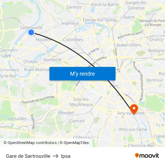 Gare de Sartrouville to Ipsa map