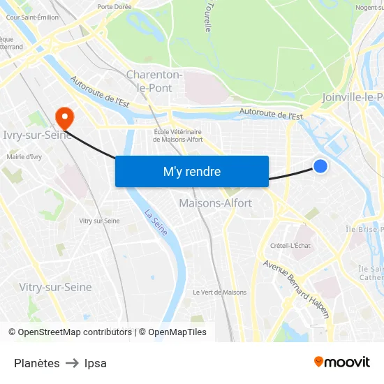 Planètes to Ipsa map