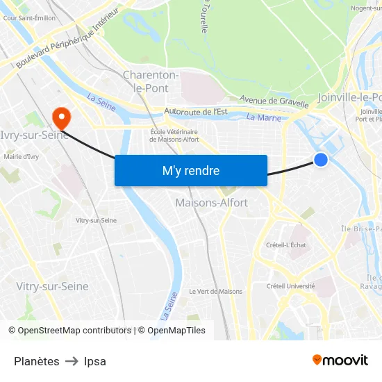 Planètes to Ipsa map